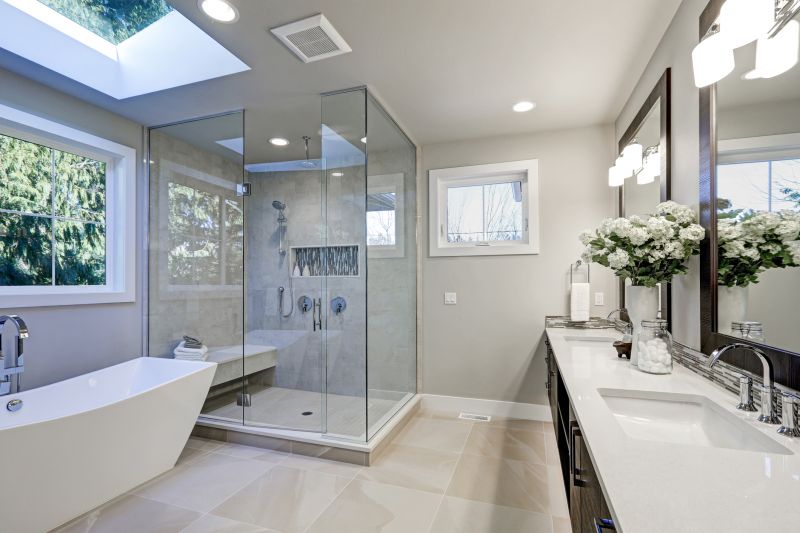Bathroom with Large Window and Skylight